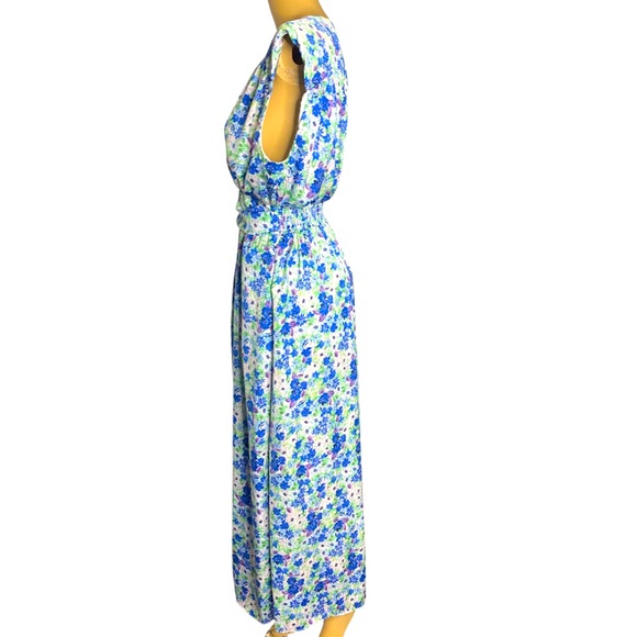 ZARA Floral Padded V-Neck Sleeveless Midi
Dress - Blue & Green - Size Large - Picture 6 of 13